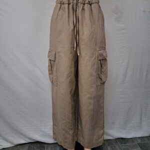 GAP Wonen's Wide-Leg Cargo Pants - Taupe Brown Size S